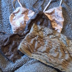 Set of 3 - Small lace bralettes